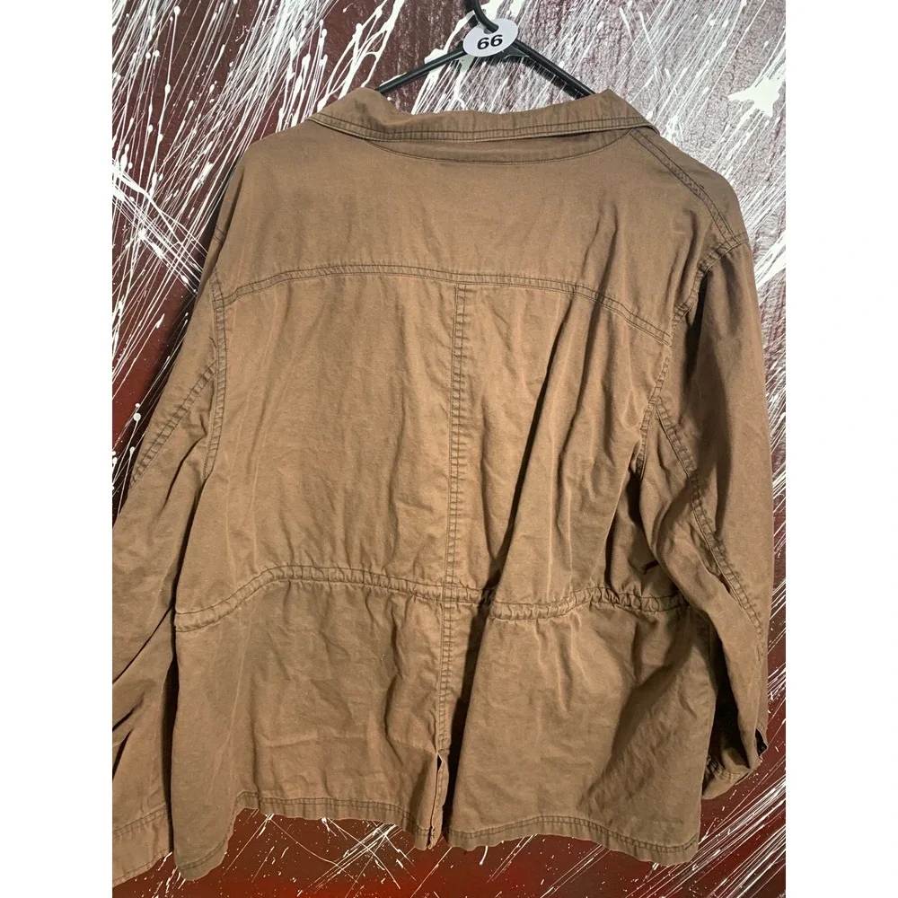 Woman Within Brown Utility Field Jacket Womens Plus 1X 22/24 Button Front Coat - Picture 5 of 6